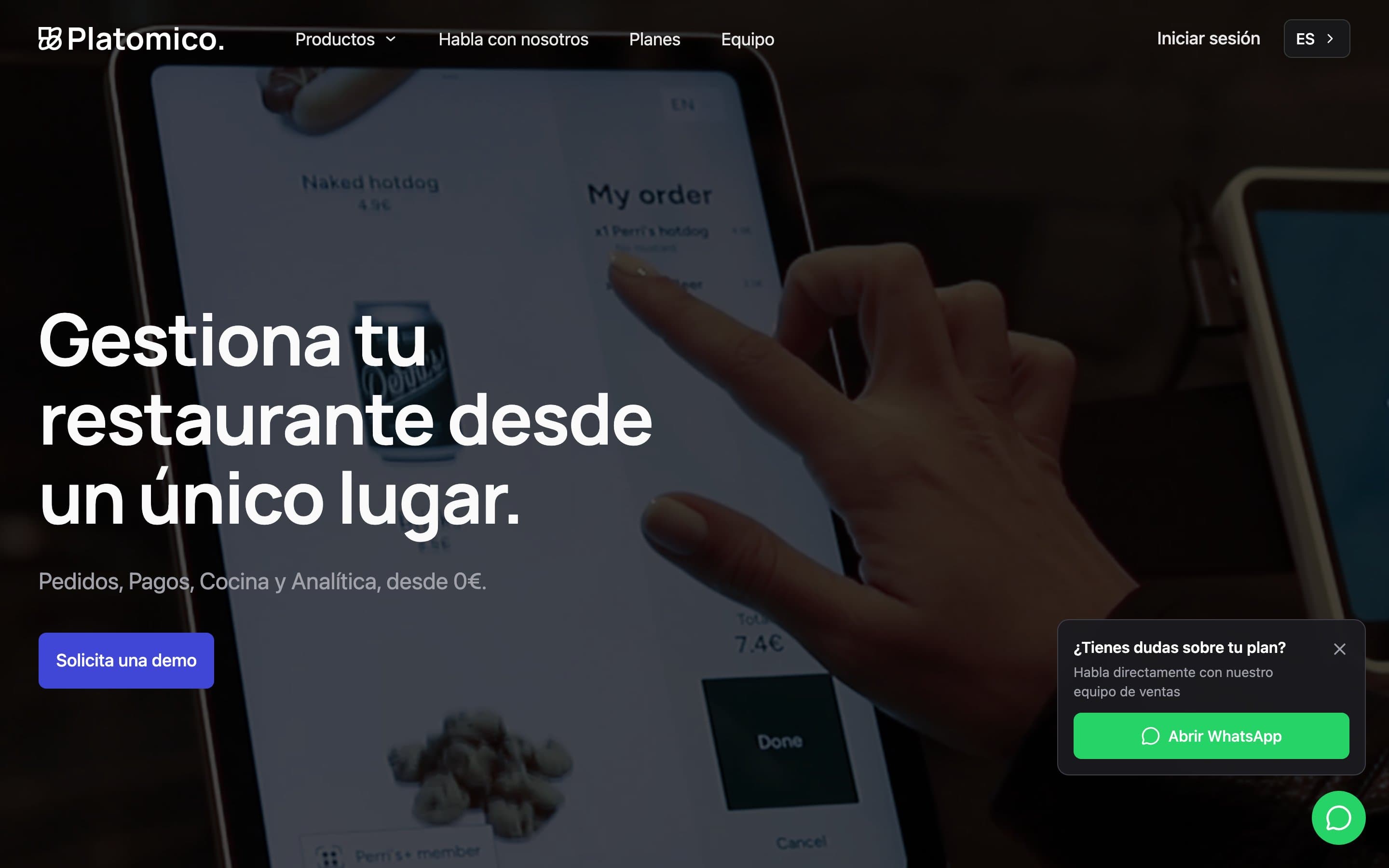 platomico: B2B SaaS for restaurant operators, pricing and demo flow.
